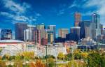 landscape view of the central business district office buildings in Denver