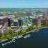 panoramic view of office properties along the Cambridge waterfront in Boston MA