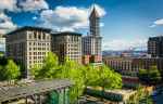 Seattle office buildings around Pioneer Square. From left to right: the King County courthouse building, 515 3rd Avenue, the Smith Tower, 607 3rd Avenue, The St. Charles Hotel building (aka Hotel Rector), and the Alaska Building on the right in the background