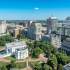 aerial panoramic drone view of commercial real estate buildings in richmond virginia central business district