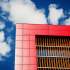 office building red facade