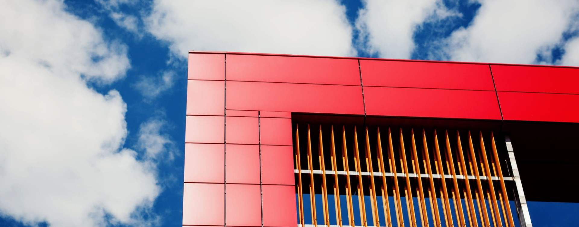 office building red facade