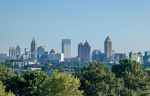 aerial panoramic view of buildings in the central business district in atlanta, georgia