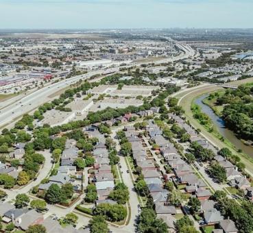 aerial panoramic view of lewisville texas area located north of dallas