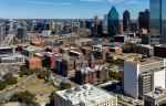 panoramic view of the West End and Dallas central business district skyline